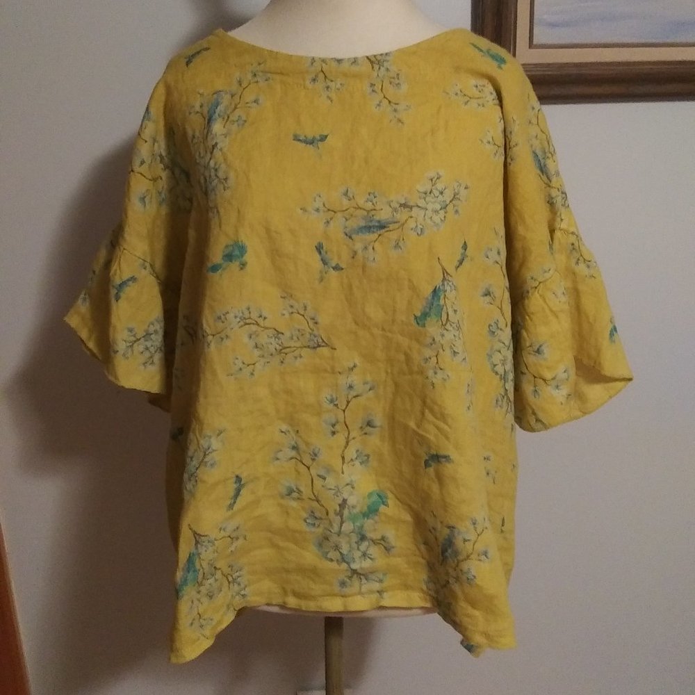 New Bellambra 100% linen ruffle sleeves size M